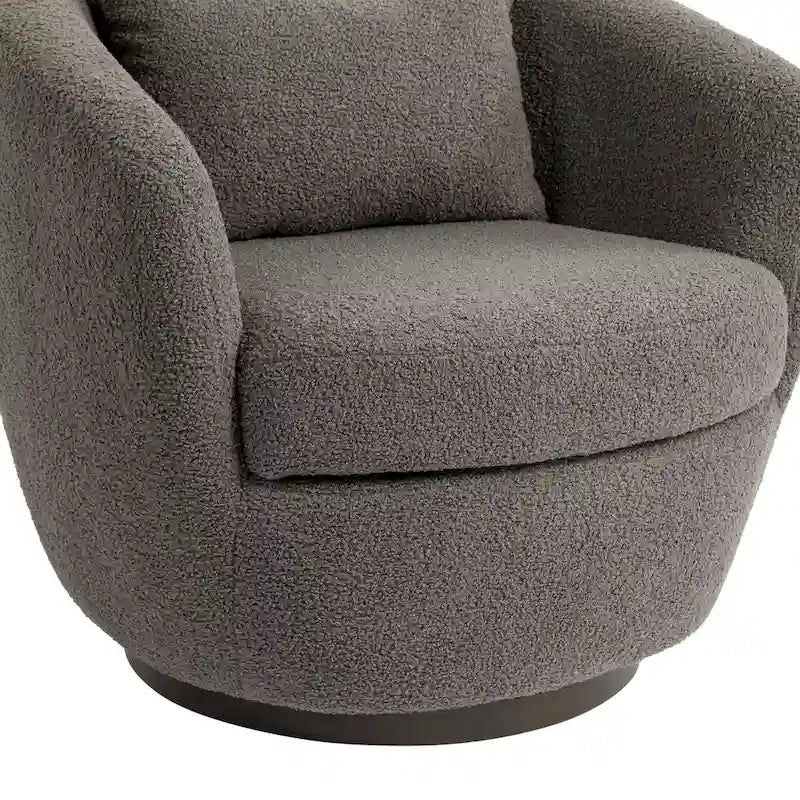 Grey 37.2  Swivel Barrel Chair with Storage