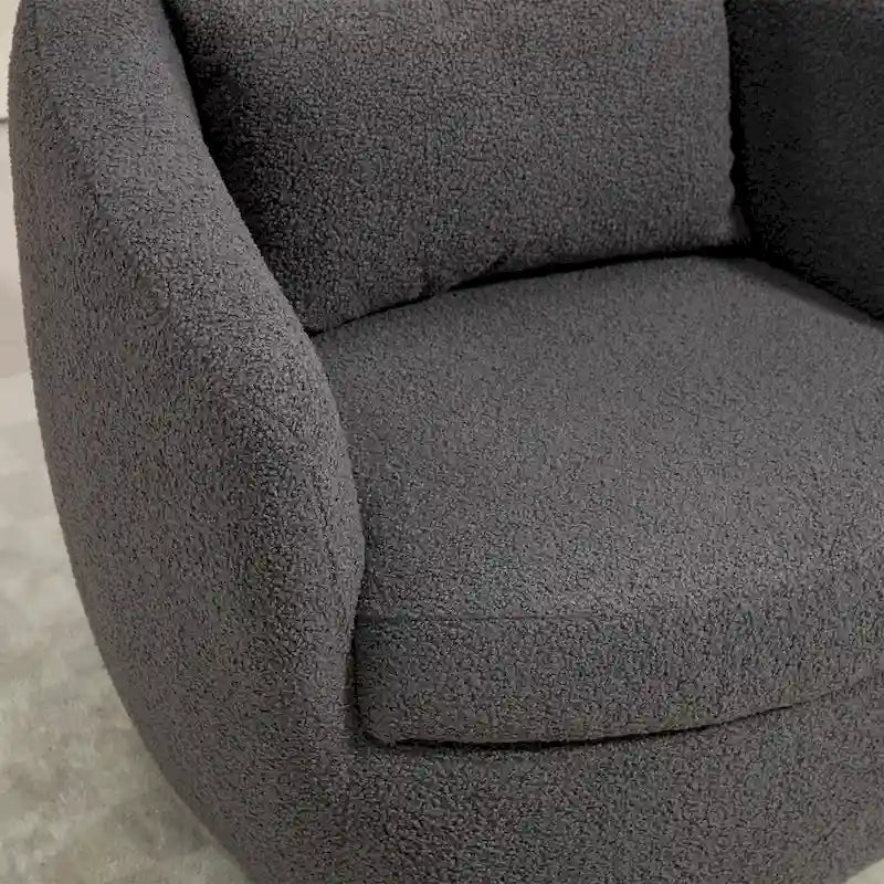 Grey 37.2  Swivel Barrel Chair with Storage