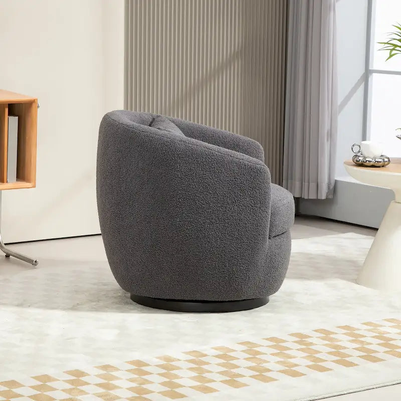 Grey 37.2  Swivel Barrel Chair with Storage