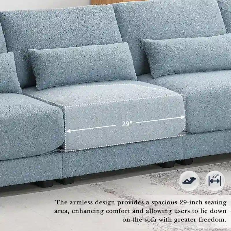 Blue 120  L-Shaped 4-Seat Sectional Sofa