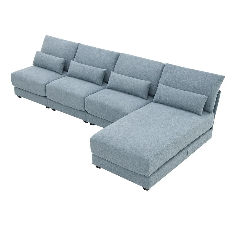 Blue 120  L-Shaped 4-Seat Sectional Sofa