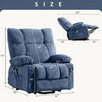 Blue Power Lift Recliner with Heat, Massage & USB Ports