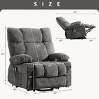 Blue Power Lift Recliner with Heat, Massage & USB Ports