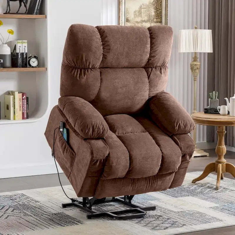 Blue Power Lift Recliner with Heat, Massage & USB Ports