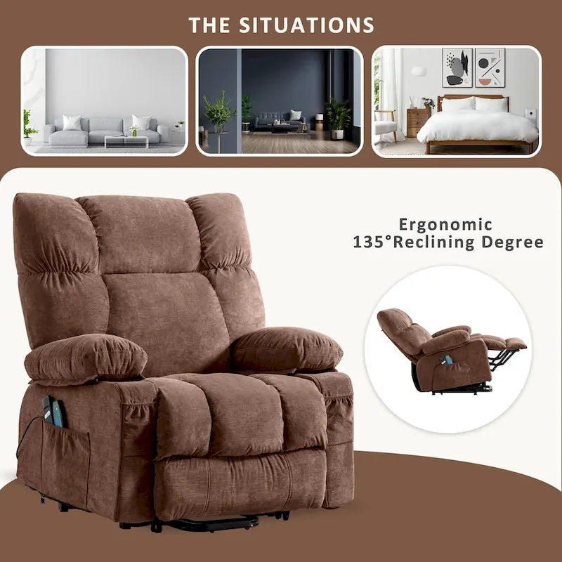 Blue Power Lift Recliner with Heat, Massage & USB Ports