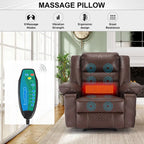 Brown Manual Leather Massage Recliner with 8-Point Vibration, Lumbar Heating, and Multi-Reclining Options