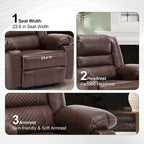 Brown Manual Leather Massage Recliner with 8-Point Vibration, Lumbar Heating, and Multi-Reclining Options