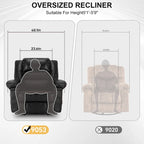 Brown Manual Leather Massage Recliner with 8-Point Vibration, Lumbar Heating, and Multi-Reclining Options