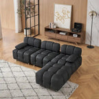 90.6  Foldable 3 Seater Sofa with Chaise, Waterproof, Stain-Resistant, and Cat Scratch-Proof