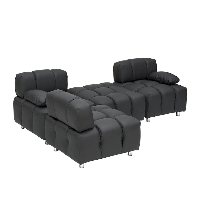90.6  Foldable 3 Seater Sofa with Chaise, Waterproof, Stain-Resistant, and Cat Scratch-Proof