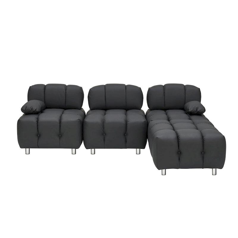 90.6  Foldable 3 Seater Sofa with Chaise, Waterproof, Stain-Resistant, and Cat Scratch-Proof