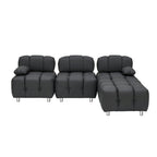 90.6  Foldable 3 Seater Sofa with Chaise, Waterproof, Stain-Resistant, and Cat Scratch-Proof