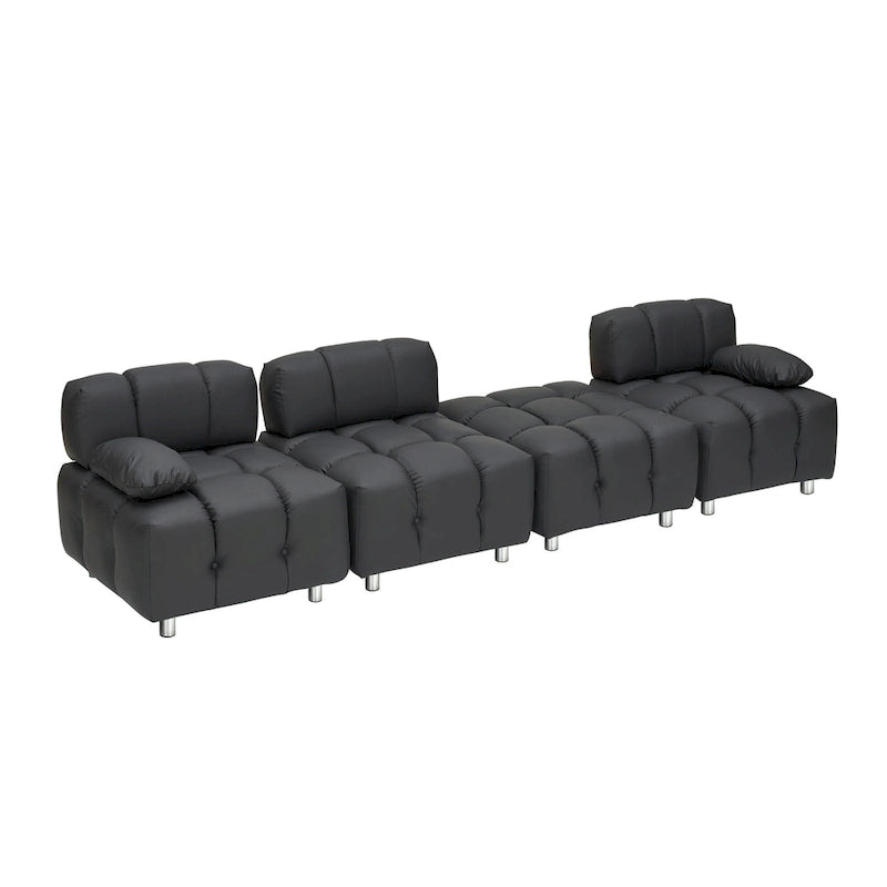 90.6  Foldable 3 Seater Sofa with Chaise, Waterproof, Stain-Resistant, and Cat Scratch-Proof