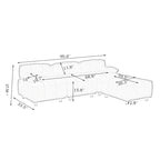 90.6  Foldable 3 Seater Sofa with Chaise, Waterproof, Stain-Resistant, and Cat Scratch-Proof