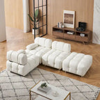 90.6  Foldable 3 Seater Sofa with Chaise, Waterproof, Stain-Resistant, and Cat Scratch-Proof