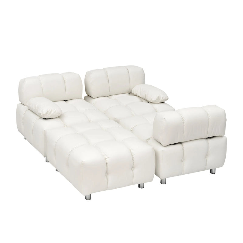 90.6  Foldable 3 Seater Sofa with Chaise, Waterproof, Stain-Resistant, and Cat Scratch-Proof