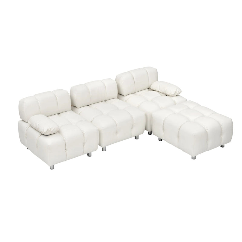 90.6  Foldable 3 Seater Sofa with Chaise, Waterproof, Stain-Resistant, and Cat Scratch-Proof