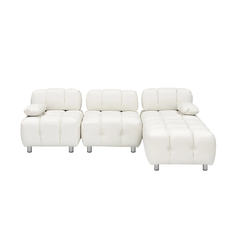 90.6  Foldable 3 Seater Sofa with Chaise, Waterproof, Stain-Resistant, and Cat Scratch-Proof