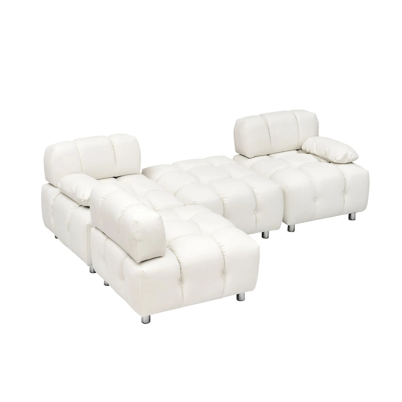 90.6  Foldable 3 Seater Sofa with Chaise, Waterproof, Stain-Resistant, and Cat Scratch-Proof
