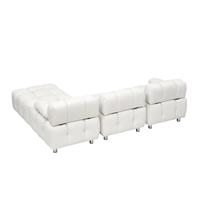 90.6  Foldable 3 Seater Sofa with Chaise, Waterproof, Stain-Resistant, and Cat Scratch-Proof