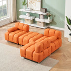 90.6  Foldable 3 Seater Sofa with Chaise, Waterproof, Stain-Resistant, and Cat Scratch-Proof