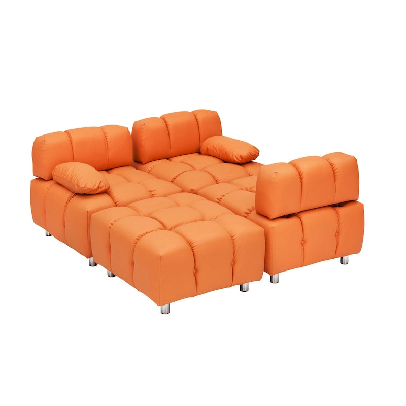 90.6  Foldable 3 Seater Sofa with Chaise, Waterproof, Stain-Resistant, and Cat Scratch-Proof