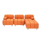90.6  Foldable 3 Seater Sofa with Chaise, Waterproof, Stain-Resistant, and Cat Scratch-Proof
