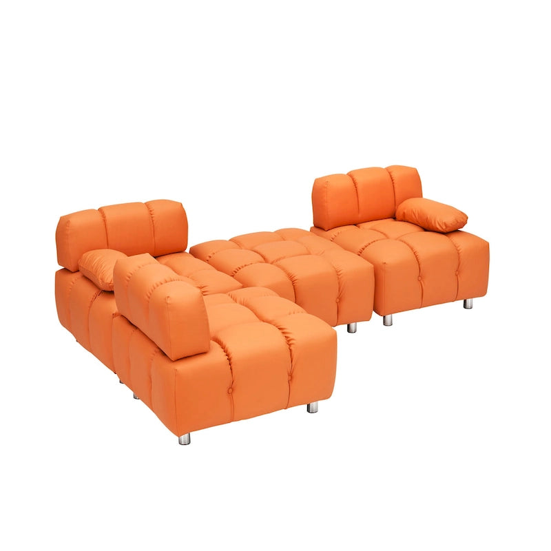 90.6  Foldable 3 Seater Sofa with Chaise, Waterproof, Stain-Resistant, and Cat Scratch-Proof