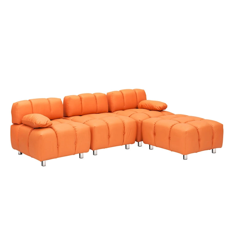 90.6  Foldable 3 Seater Sofa with Chaise, Waterproof, Stain-Resistant, and Cat Scratch-Proof