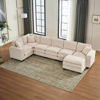 White 118.1  Luxurious U-Shaped 6-Seater Sofa