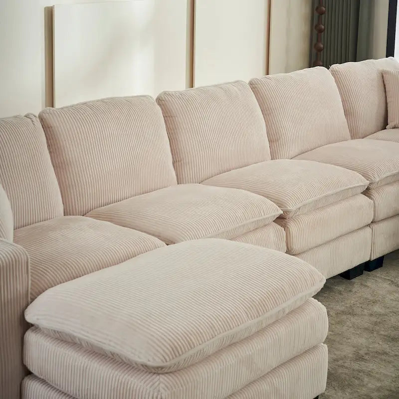 White 118.1  Luxurious U-Shaped 6-Seater Sofa