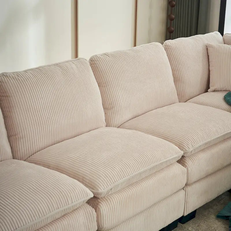 White 118.1  Luxurious U-Shaped 6-Seater Sofa
