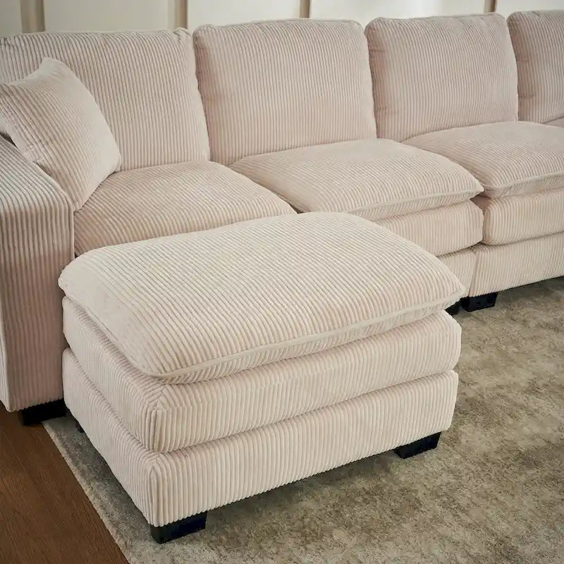 White 118.1  Luxurious U-Shaped 6-Seater Sofa