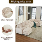White 118.1  Luxurious U-Shaped 6-Seater Sofa