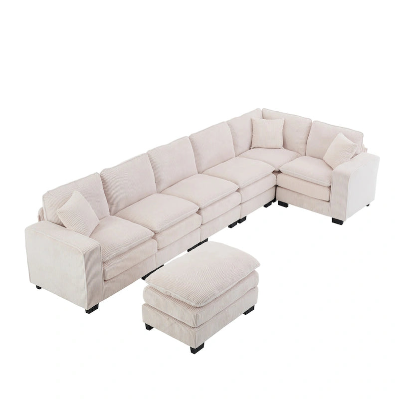 White 118.1  Luxurious U-Shaped 6-Seater Sofa
