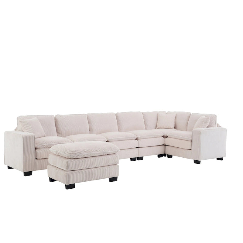 White 118.1  Luxurious U-Shaped 6-Seater Sofa