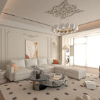 White 123  U-Shaped Modular 4 Seater Sectional Sofa with Storage Ottomans, Easy Assembly and Transport