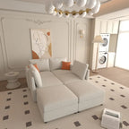 White 123  U-Shaped Modular 4 Seater Sectional Sofa with Storage Ottomans, Easy Assembly and Transport