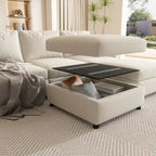 White 123  U-Shaped Modular 4 Seater Sectional Sofa with Storage Ottomans, Easy Assembly and Transport