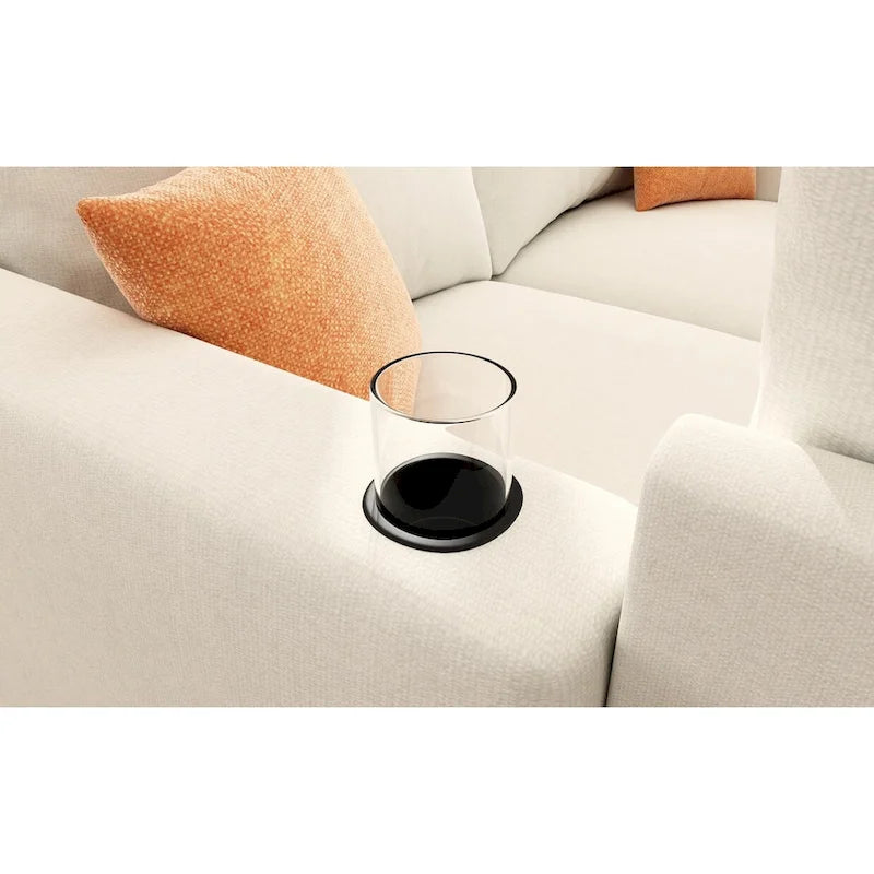 White 123  U-Shaped Modular 4 Seater Sectional Sofa with Storage Ottomans, Easy Assembly and Transport