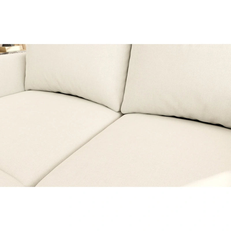 White 123  U-Shaped Modular 4 Seater Sectional Sofa with Storage Ottomans, Easy Assembly and Transport