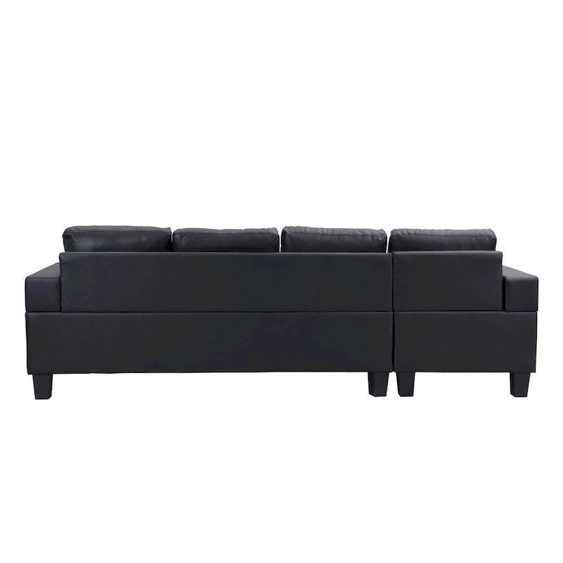 Black 96.06  Contemporary L-Shaped 4-Seater Sectional Sofa with Chaise Lounge, Cup Holders, and Throw Pillows Included