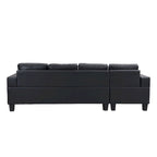 Black 96.06  Contemporary L-Shaped 4-Seater Sectional Sofa with Chaise Lounge, Cup Holders, and Throw Pillows Included