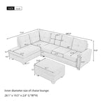 105.2  Reversible L-Shaped 6-Seater Sectional Sofa with Storage Ottoman and Cup Holders, Space-Saving Linen Design