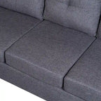 105.2  Reversible L-Shaped 6-Seater Sectional Sofa with Storage Ottoman and Cup Holders, Space-Saving Linen Design