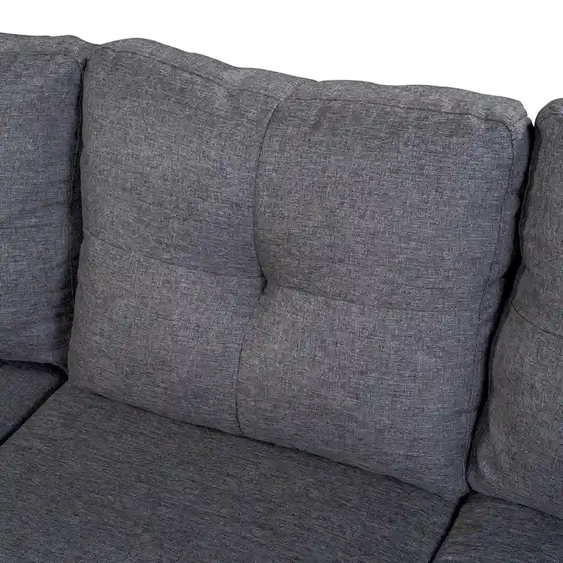 105.2  Reversible L-Shaped 6-Seater Sectional Sofa with Storage Ottoman and Cup Holders, Space-Saving Linen Design