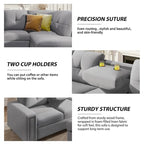 105.2  Reversible L-Shaped 6-Seater Sectional Sofa with Storage Ottoman and Cup Holders, Space-Saving Linen Design