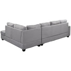 105.2  Reversible L-Shaped 6-Seater Sectional Sofa with Storage Ottoman and Cup Holders, Space-Saving Linen Design