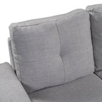 105.2  Reversible L-Shaped 6-Seater Sectional Sofa with Storage Ottoman and Cup Holders, Space-Saving Linen Design