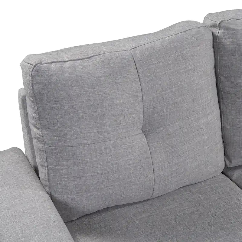 105.2  Reversible L-Shaped 6-Seater Sectional Sofa with Storage Ottoman and Cup Holders, Space-Saving Linen Design